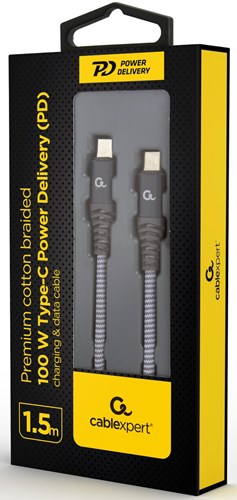 Cableexpert USB-C - Cavo di ricarica USB-C 1,5 m argento - max 100 w - 9530166
