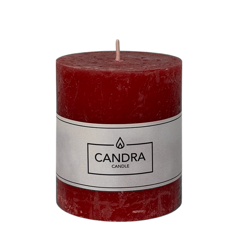 Candra candela rustica natalizia rossa 80 68 mm