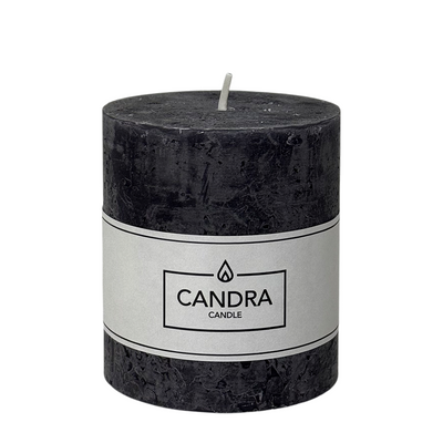 Candela a colonna rustica Candra nera 80 68 mm