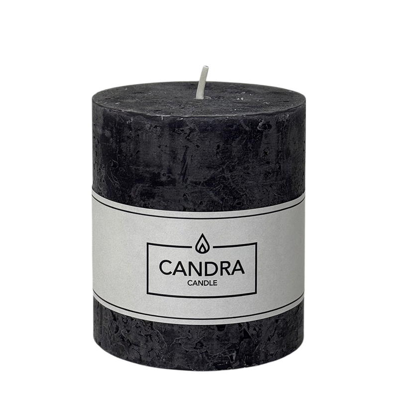 Candela a colonna rustica Candra nera 80 68 mm