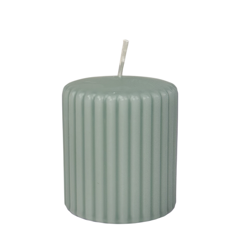 Candela a colonna Candra rigata verde menta 80 68 mm