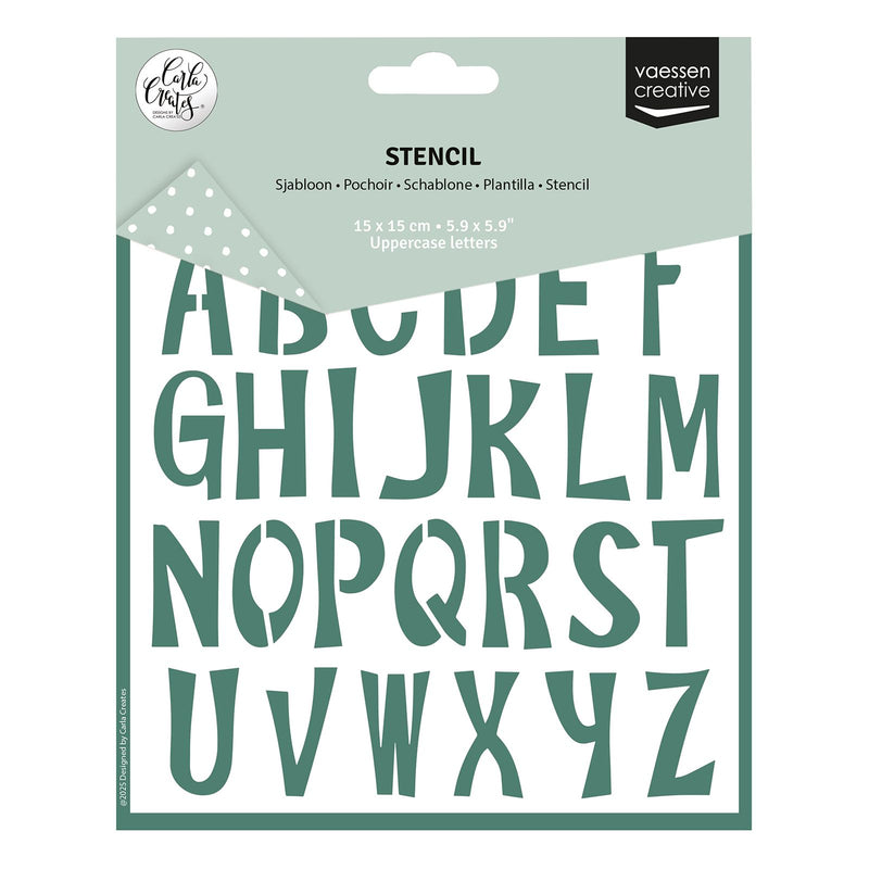 Vaessen creative • stencil alfabeto lettere maiuscole 15x15 cm