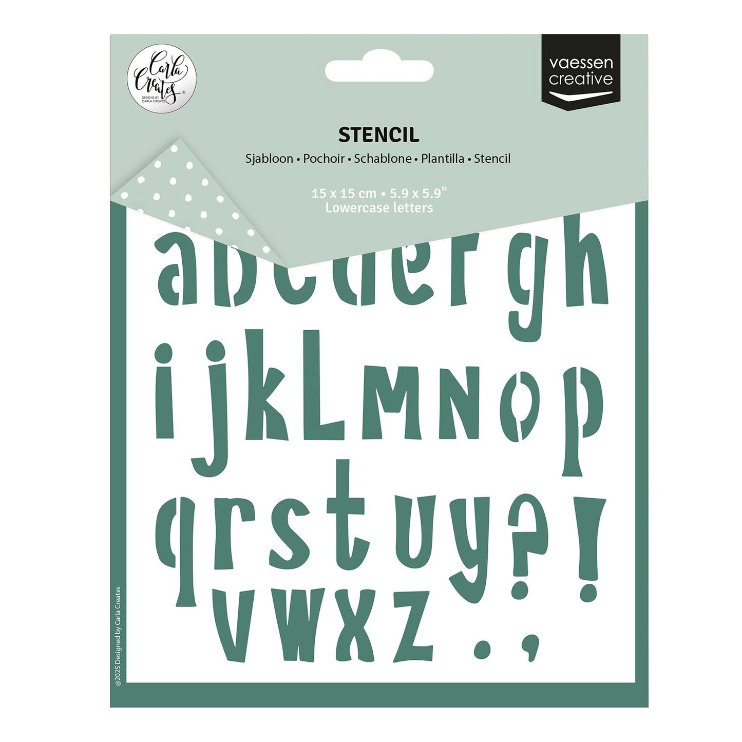Vaessen creative • plantilla alfabeto letras minúsculas 15x15cm