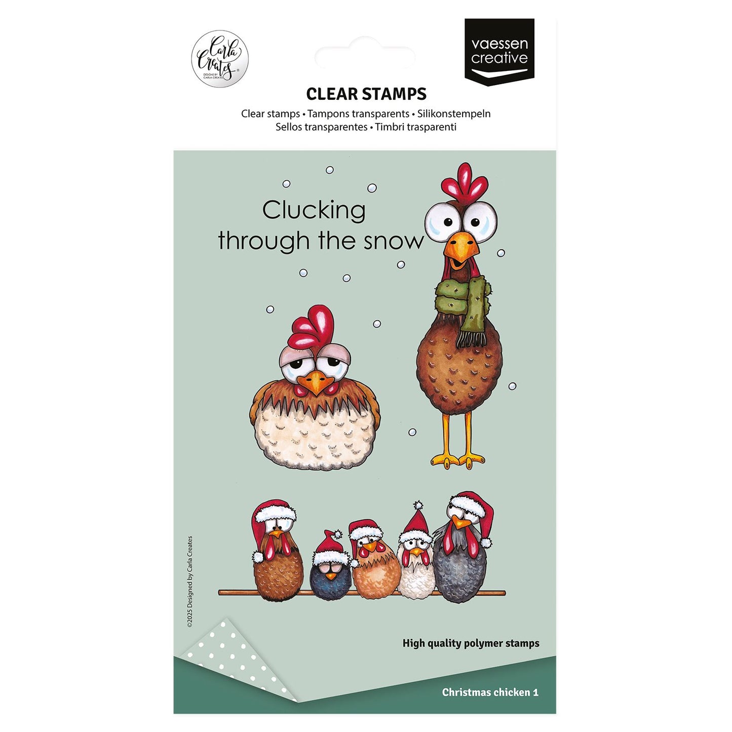 Vaessen creative • timbri trasparenti Polli di Natale 1 12pz.