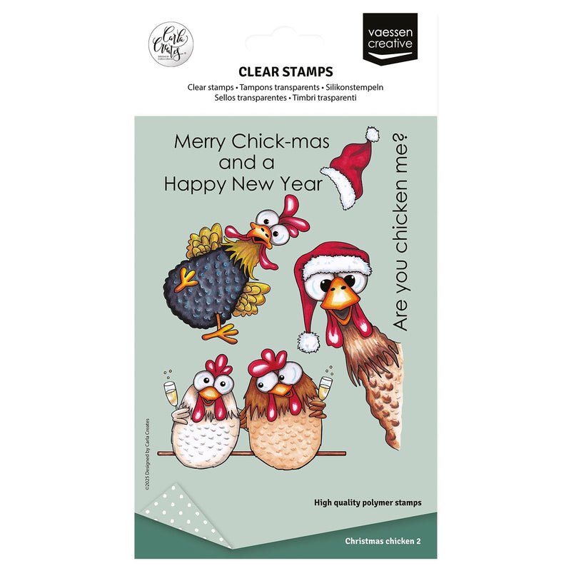 Vaessen creative • timbri trasparenti Polli di Natale 2 10 pz.