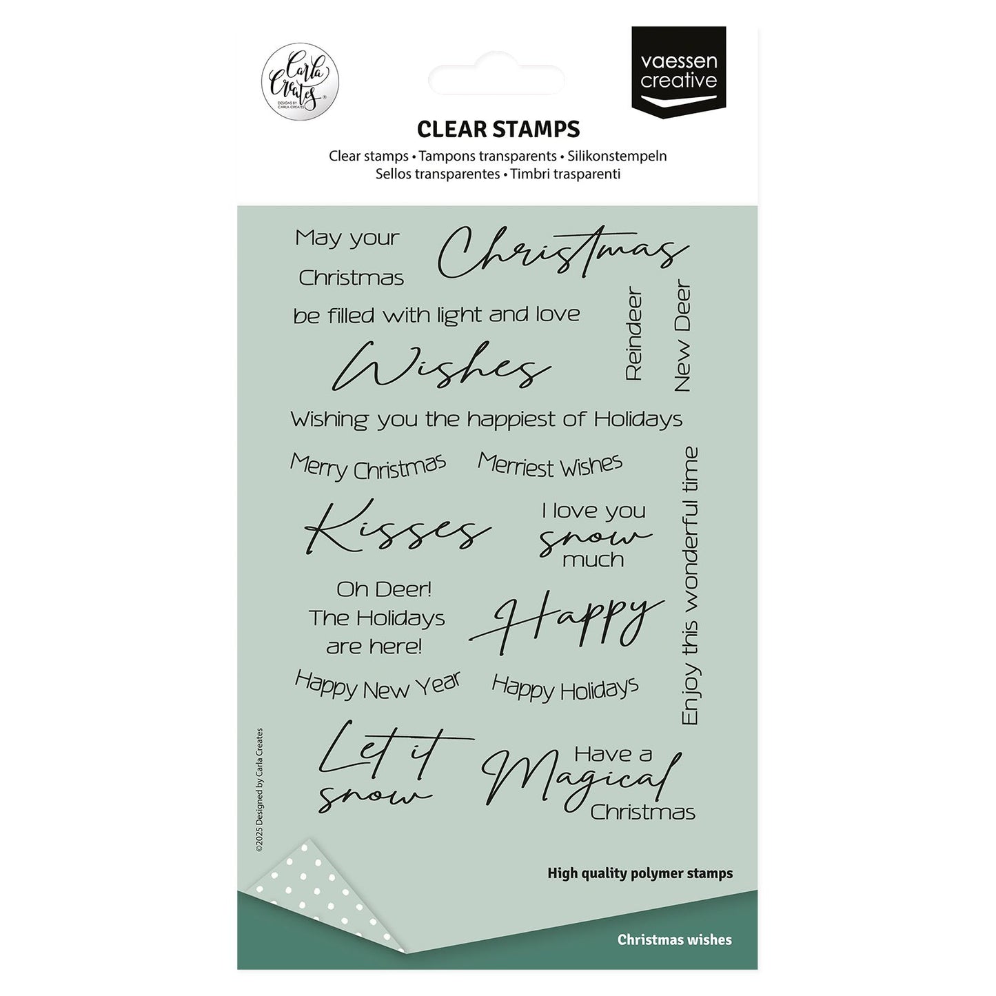 Vaessen creative • sellos transparentes Textos navideños en inglés 20 uds.