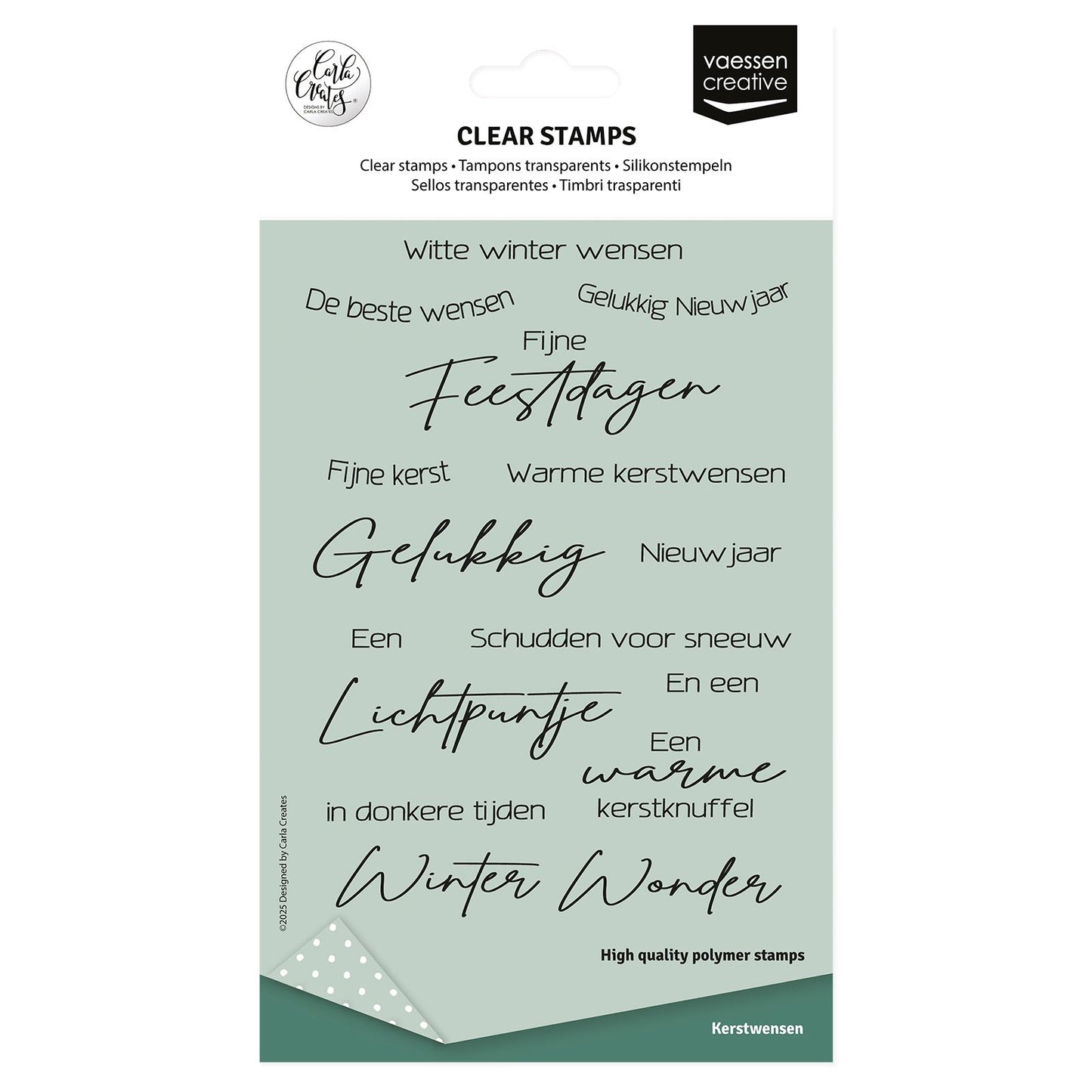 Vaessen creative • timbri trasparenti Testi natalizi olandesi 17 pz.