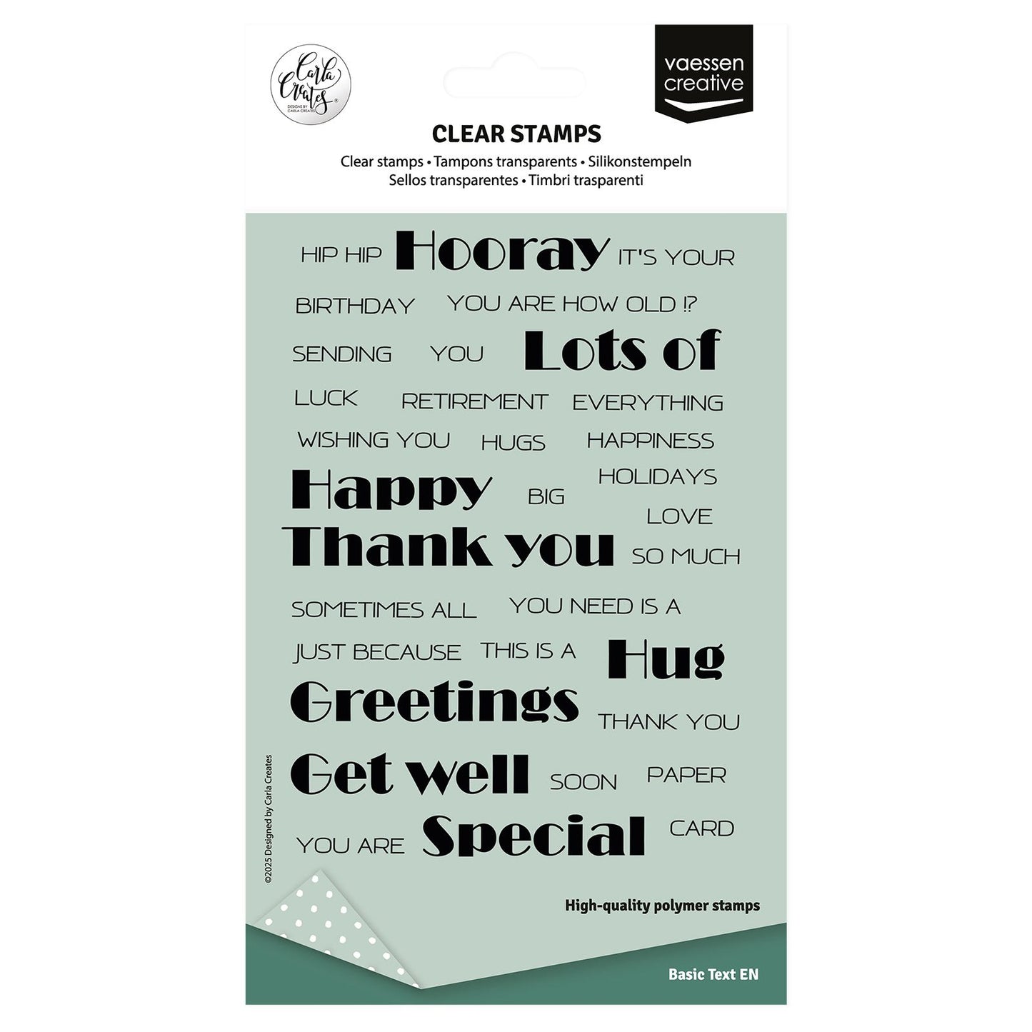 Vaessen creative • timbri trasparenti testi in inglese 34 pz.