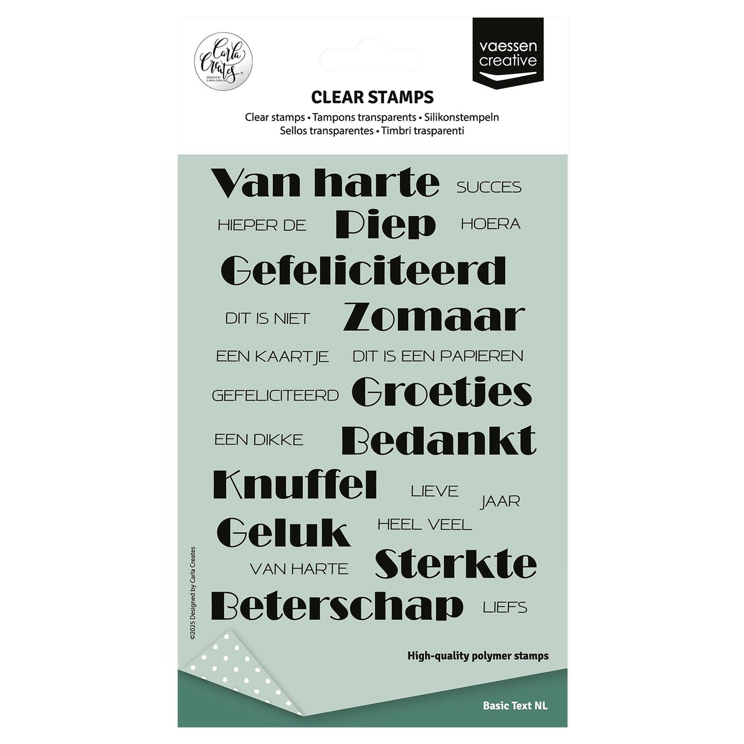 Vaessen creative • timbri trasparenti testi olandesi 23 pz.
