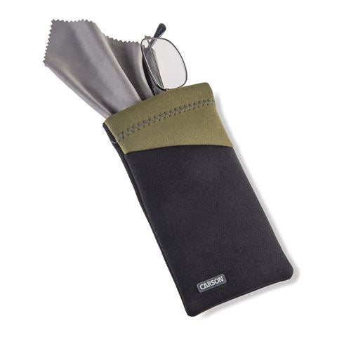Coperchio di vetro di neoprene Carson con stoffa in microfibra oliva nera