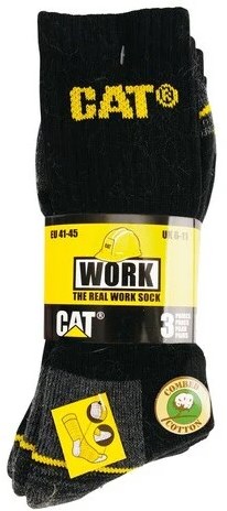 Caterpillar cat sokken 3-pack 96460 | zwart grijs | maat 41 45 - 5420018113885