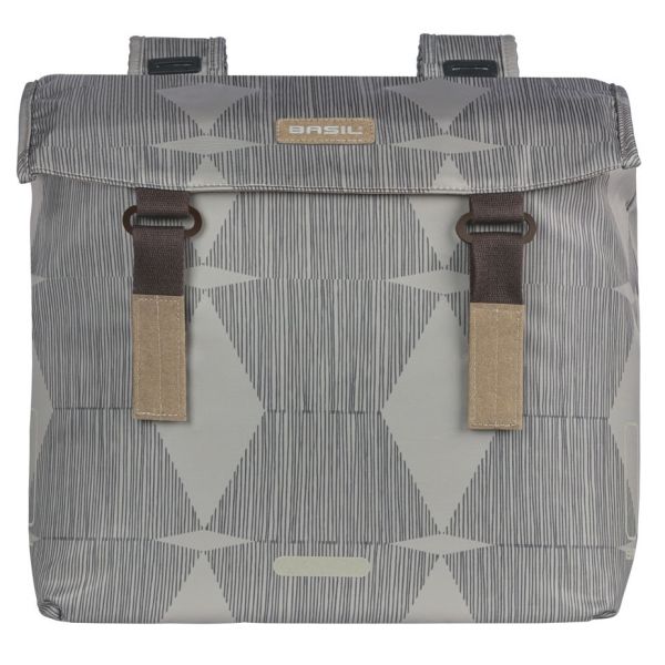 Basil Elegance Double Bicycle Borse, Chateau Taupe, Pet riciclato, Universal Bridge, 40-49L