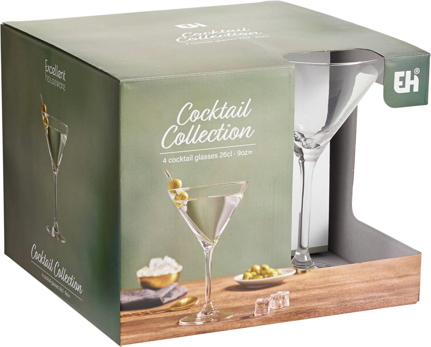 Eccellente set di bicchieri da cocktail per casalinghi, 4 pezzi, 260 ml, ø10,5xh17 cm.