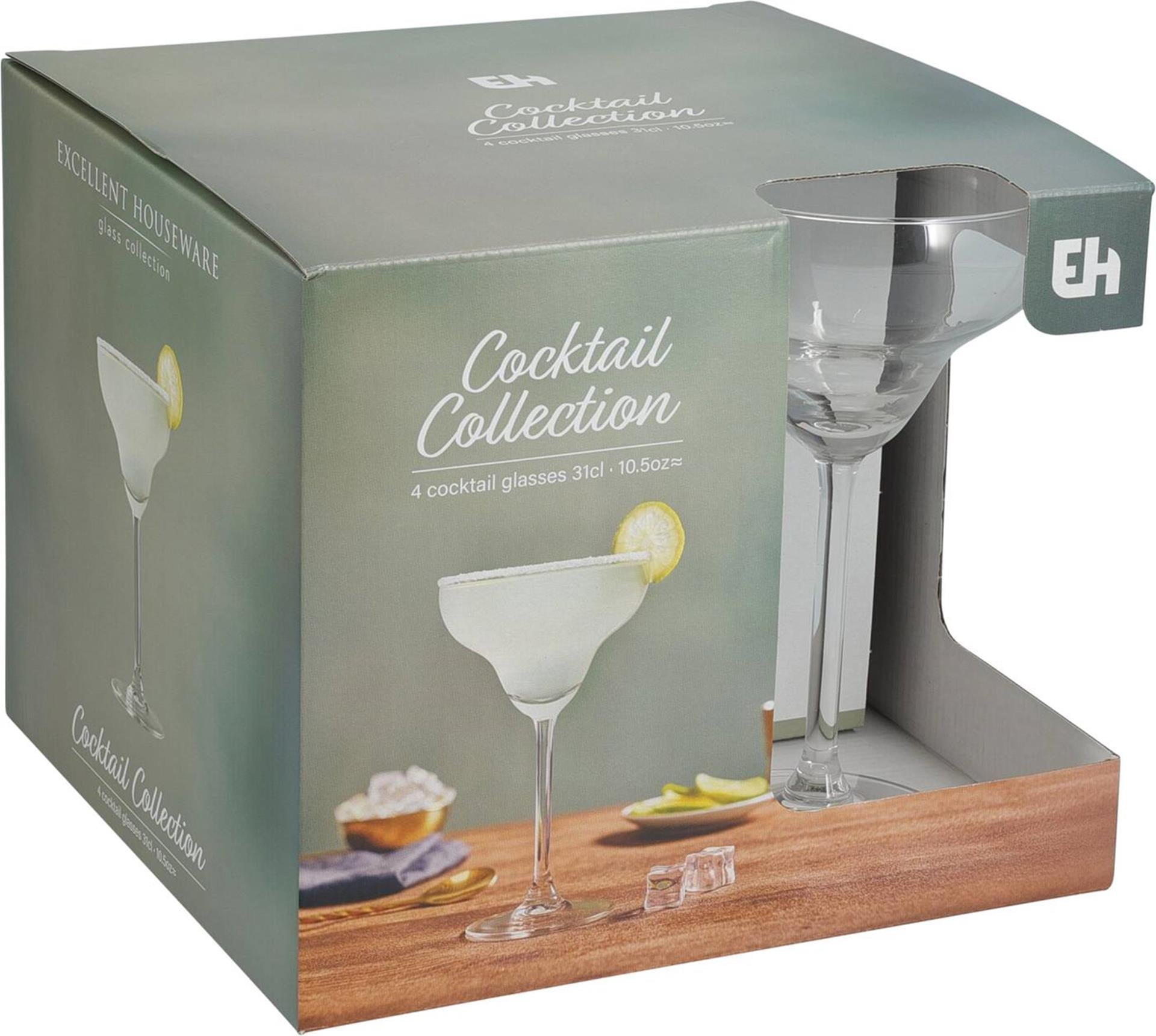 Excellent houseware cocktail glass set 4-piece margarita 300ml