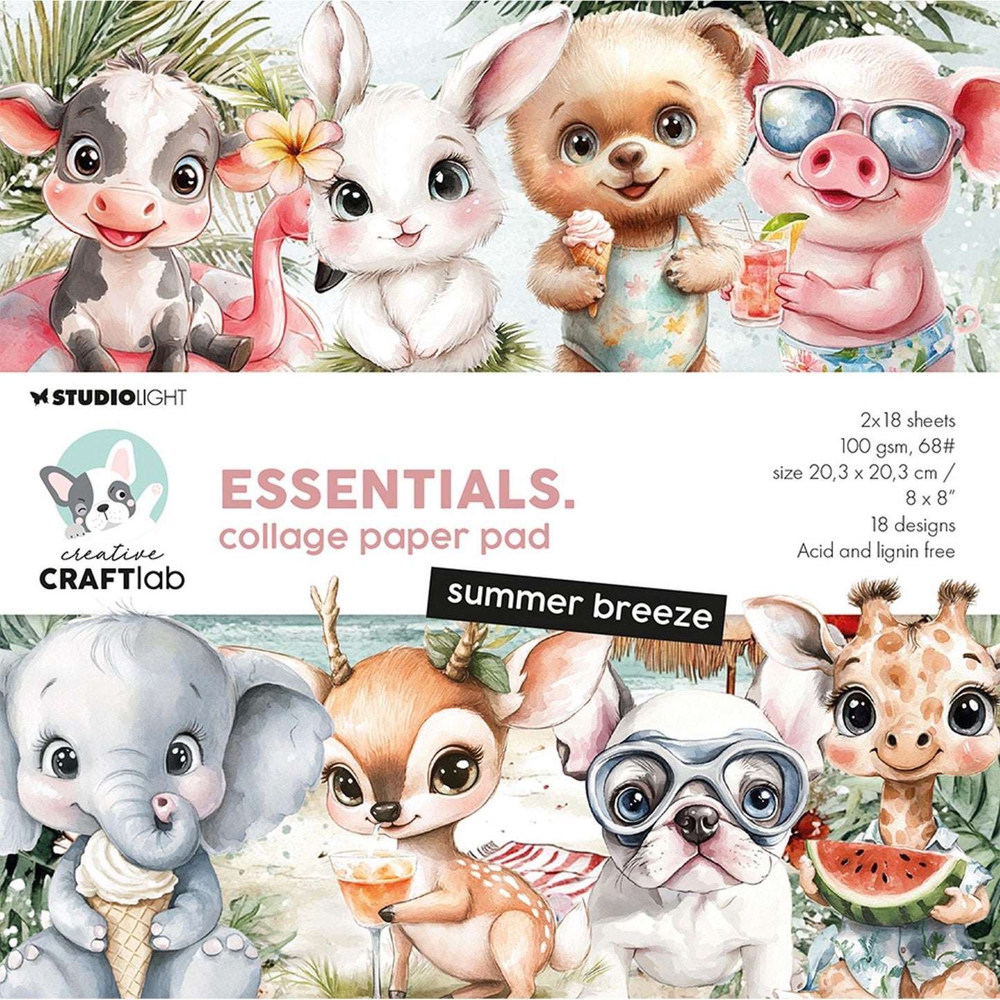 Creative craftlab • bloc de papel para collage de elementos esenciales brisa de verano