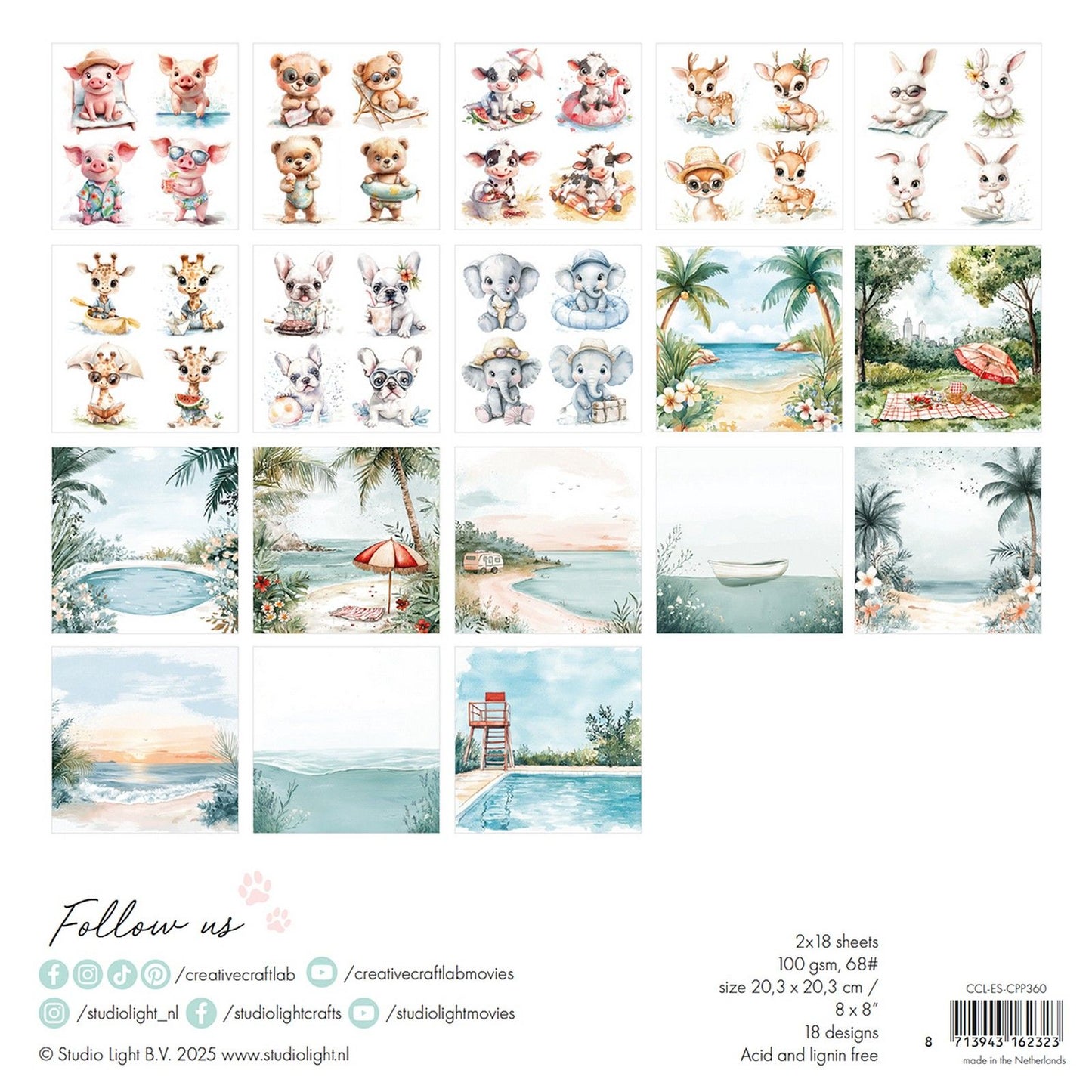 Creative craftlab • bloc de papel para collage de elementos esenciales brisa de verano
