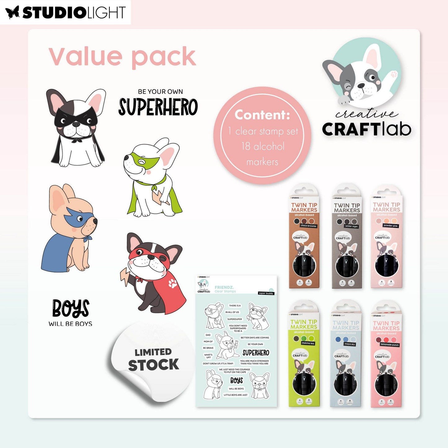 Creative Craftlab • Confezione risparmio di pennarelli a doppia punta essenziali