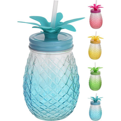 Ottimo bicchiere casalingo con cannuccia 400ml ananas