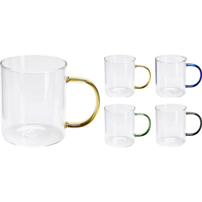 Coffee-tea glass with colored handle
