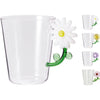 Home styling koffie- theeglas met bloem oor 410ml