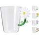 Bicchiere da caffè-tè home styling con manico a fiore 410ml