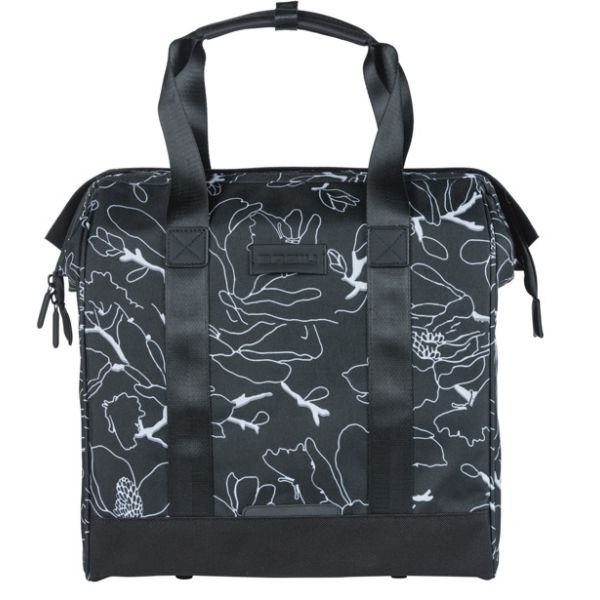 Basil borsa portabiciclette grand flower mik 23l 12 x 35 x 35 cm - nera