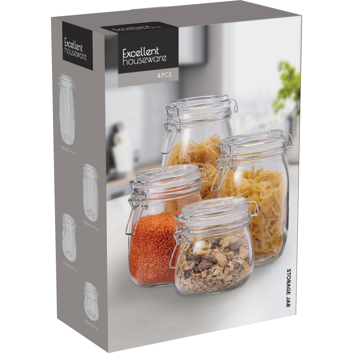 Excellent houseware voorraadpot glas set 4sts
