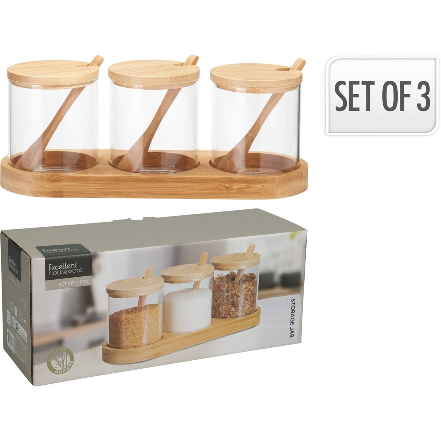 Set di barattoli in vetro per utensili da cucina Excelent, 3 pezzi