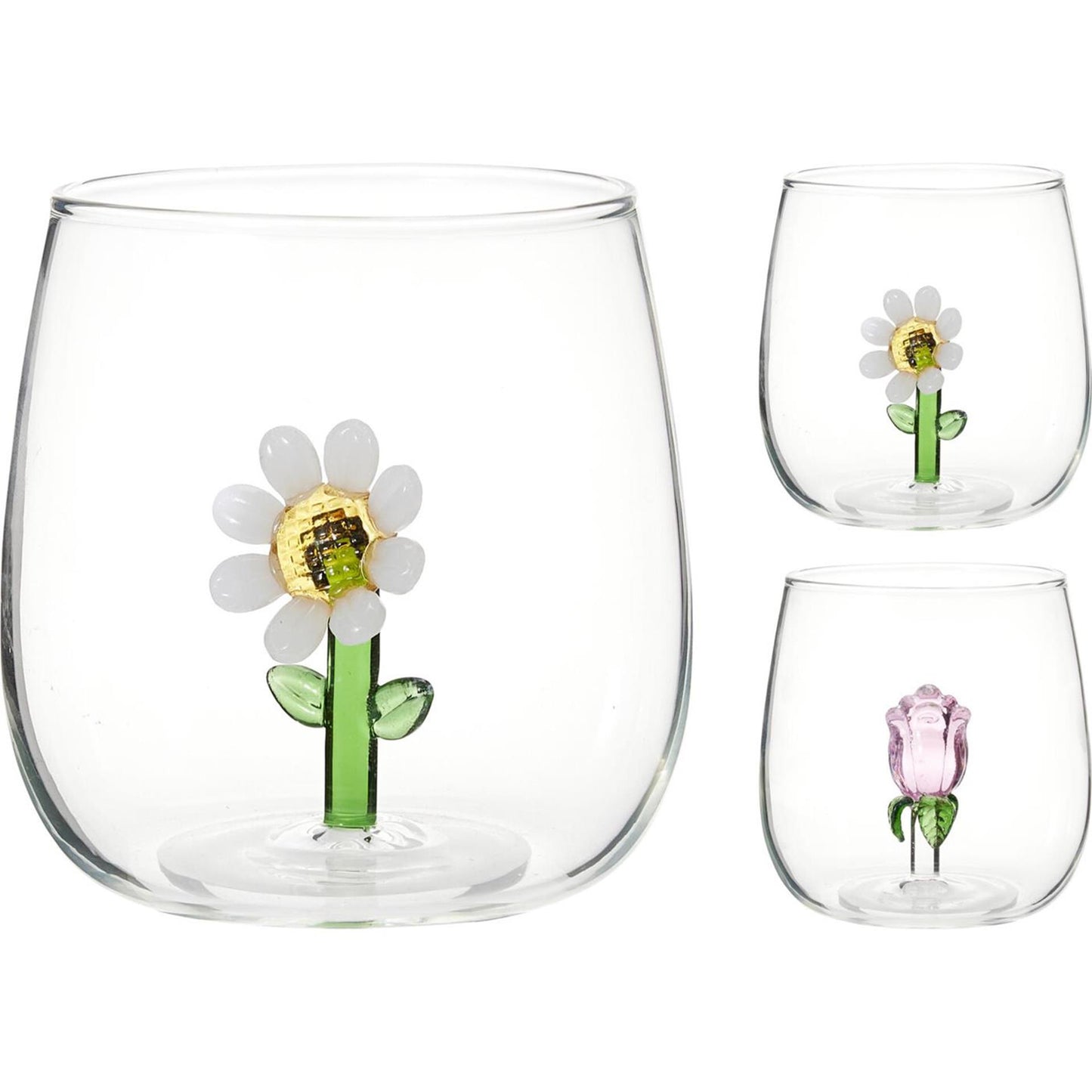 Vaso de estilo hogareño con decoración de flores.
