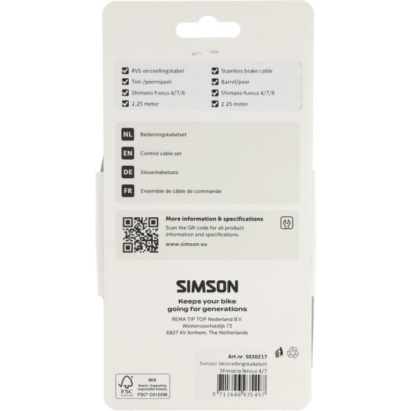 Set cavi cambio Simson Shimano Nexus 4 7 8 acciaio inossidabile grigio
