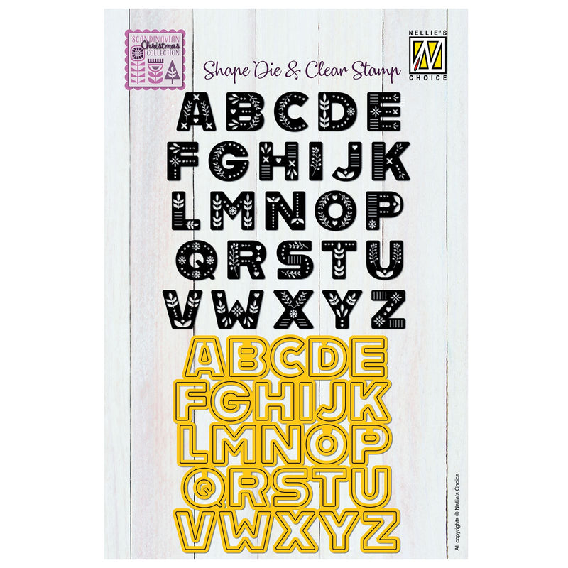 La scelta di Nellie • fustelle trasparenti timbro alfabeto scandinavo lettera maiuscola 26pz.