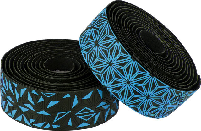 Supacaz Super Sticky Kush Star Fade Dirección Dirección Black Neon Blue que incluye el enchufe de dirección de aluminio neón