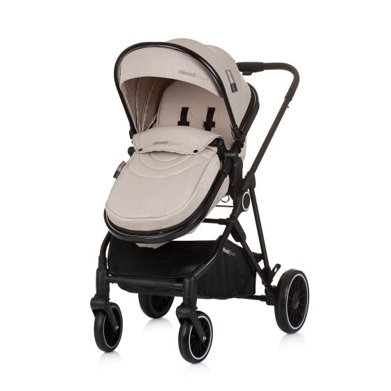 PRAM 3-en-1 plegable de chipolino aura con bolsa de pañales macadamia beige zwart