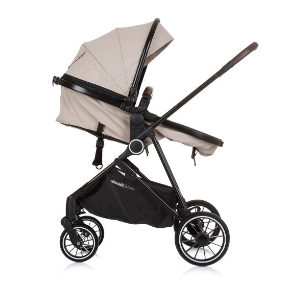 PRAM 3-en-1 plegable de chipolino aura con bolsa de pañales macadamia beige zwart