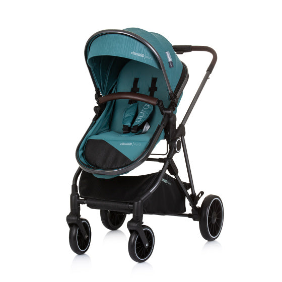 Pramma 3 in 1 pieghevole aura di chipolino con sacca pannolino acqua di acqua nera