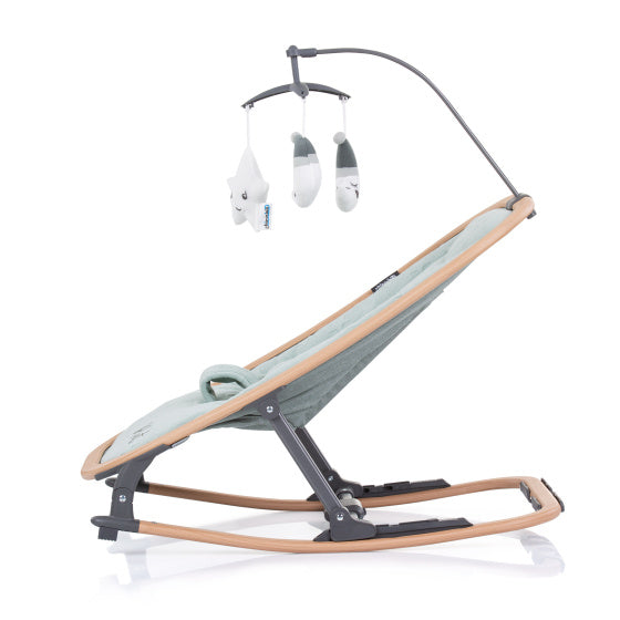 Mecedora plegable de terciopelo chipolino con beige mínimo de aloe beige de aloe móvil