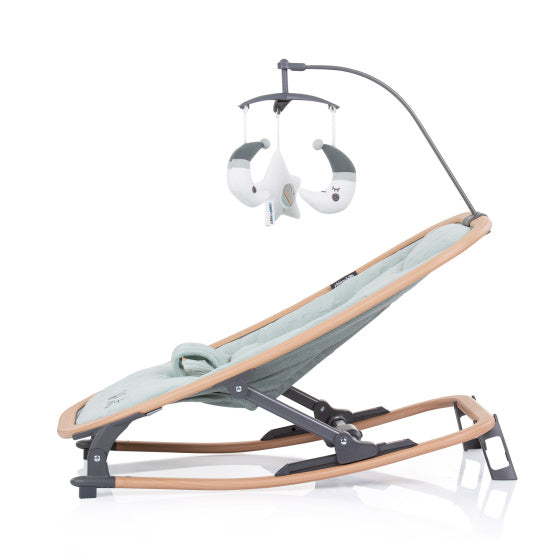 Mecedora plegable de terciopelo chipolino con beige mínimo de aloe beige de aloe móvil