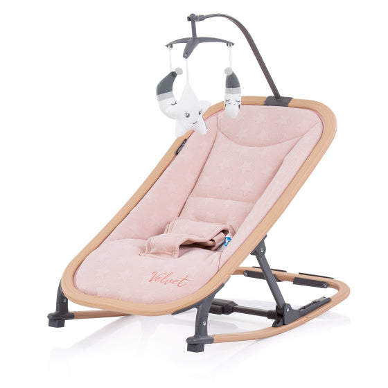 Mecedora plegable de terciopelo chipolino con agua de agua de rosa móvil rosa