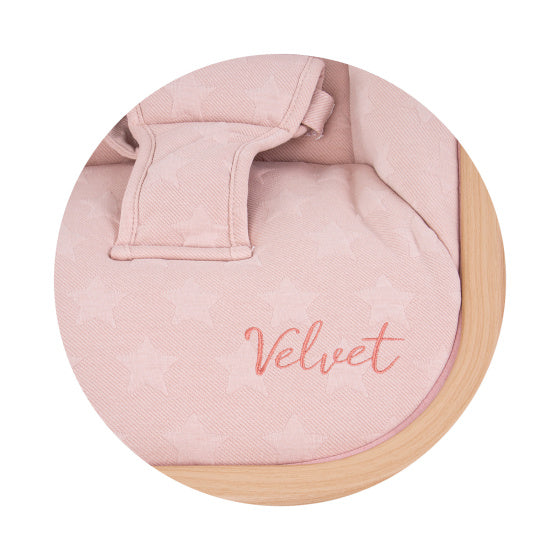 Mecedora plegable de terciopelo chipolino con agua de agua de rosa móvil rosa