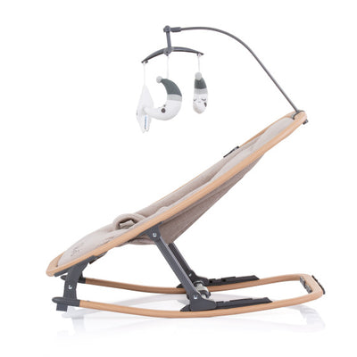 Mecedora plegable de terciopelo chipolino con madera de arena móvil