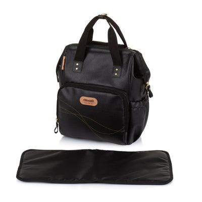 Chipolino Rugzak Luiertas met Verschoningsmatje Leather Zwart