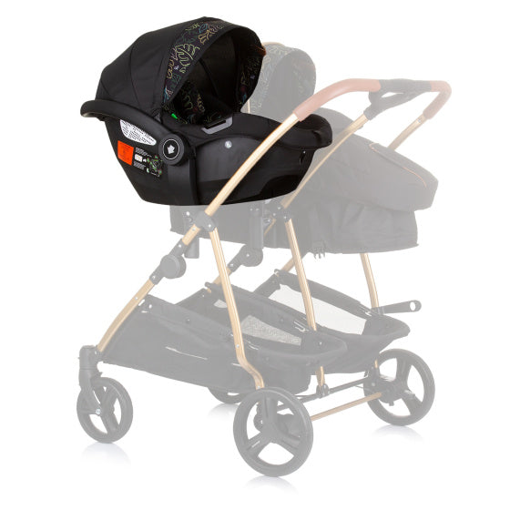 Chipolino duo autostoel 40-87 cm groep 0+ obsidian leaves zwart