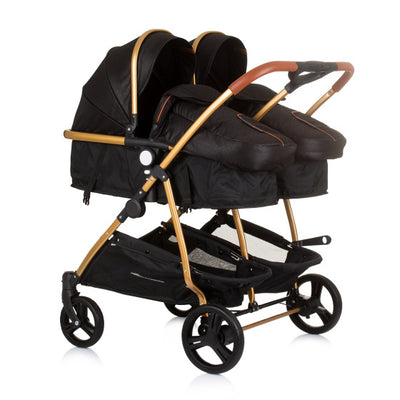 Chipolino Duo Plegable PRAM para 2 Obsidian Gold Black