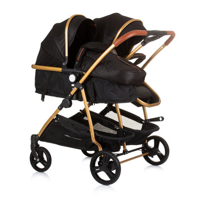 Chipolino Duo Plegable PRAM para 2 Obsidian Gold Black