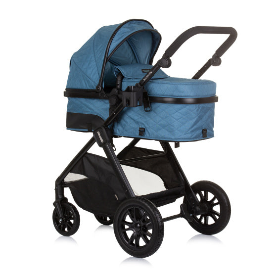 Pramma 3 in 1 pieghevole di armonia chipolino con jeans di jeans blu per pannolini