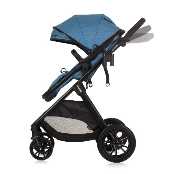 Pramma 3 in 1 pieghevole di armonia chipolino con jeans di jeans blu per pannolini