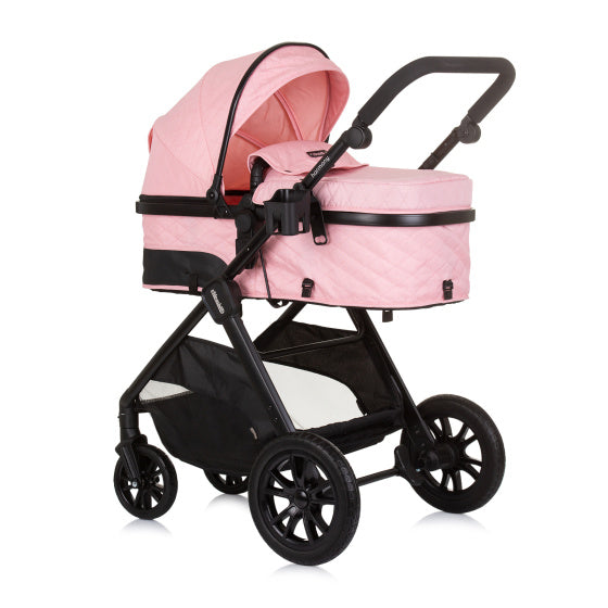 Pramma 3 in 1 pieghevole di chipolino armonia con sacca per pannolini rosa