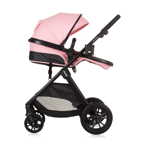 Pramma 3 in 1 pieghevole di chipolino armonia con sacca per pannolini rosa