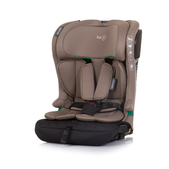 Chipolino lux x asiento de automóvil i-tamaño 76-150 cm isofix macadamia taupe negro