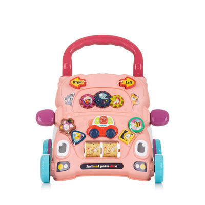 Chipolino funny animals loopwagen met speelauto muziek roze